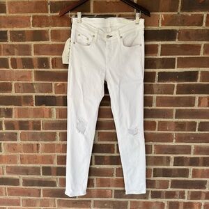 Rag & Bone Capri Skinny White distressed Jeans Women’s Size Waist 28 in NEW